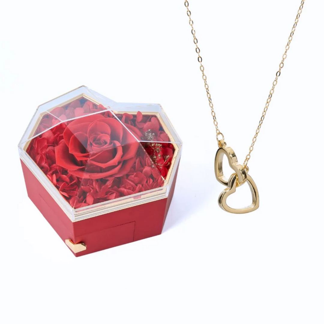 Caja Amor Infinito con Collar Personalizable y Rosa Eterna