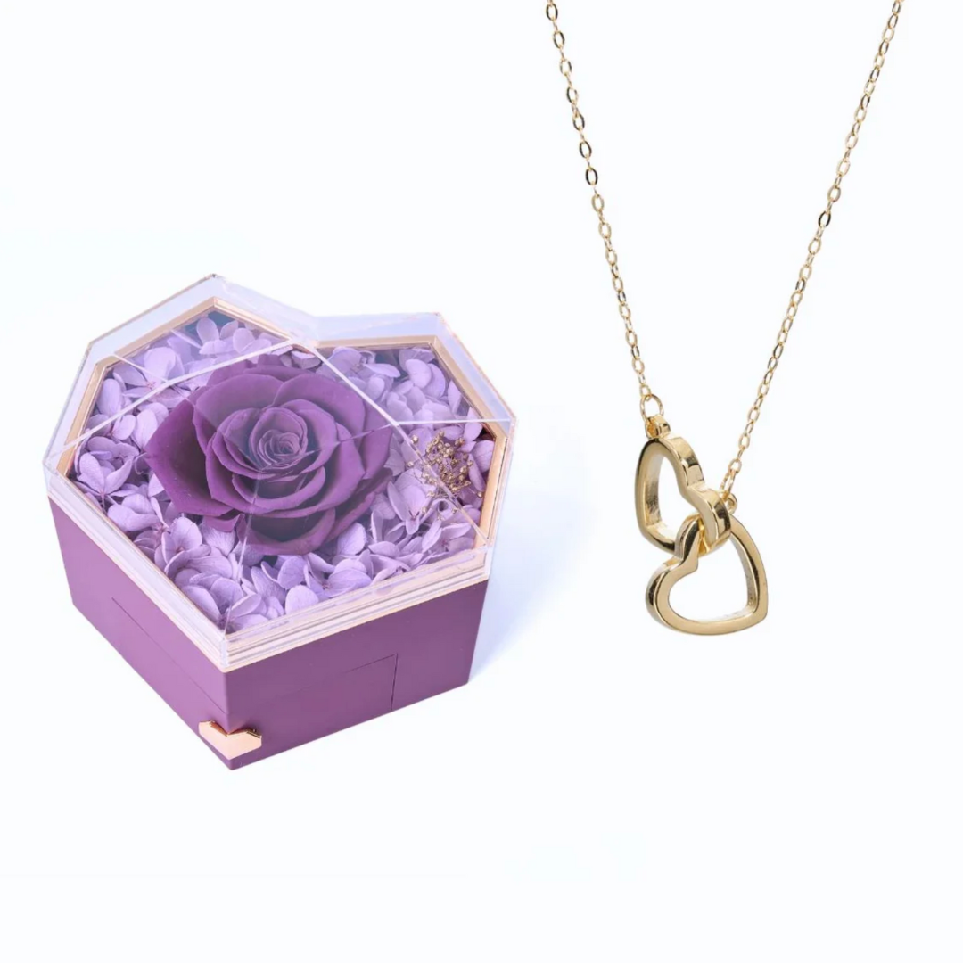 Caja Amor Infinito con Collar Personalizable y Rosa Eterna