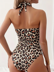 Traje De Baño Con Control de Abdomen y Estampado De Leopardo